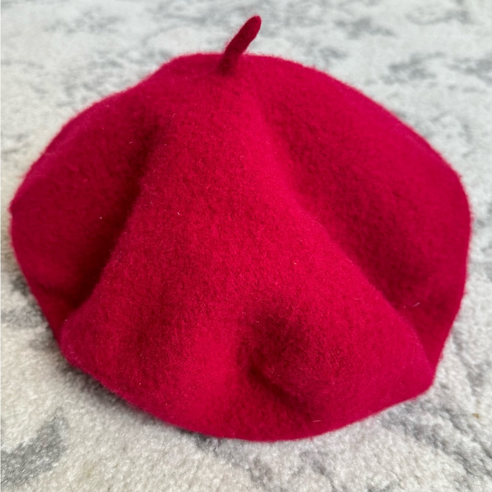 Unisex Adult Free Size Red Color Wool Blend French Artist Beret Cap